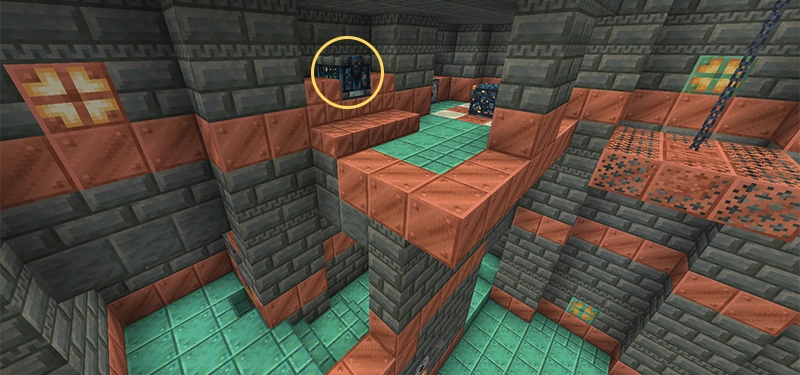 中央スポナー台の試練室に生成された宝物庫。