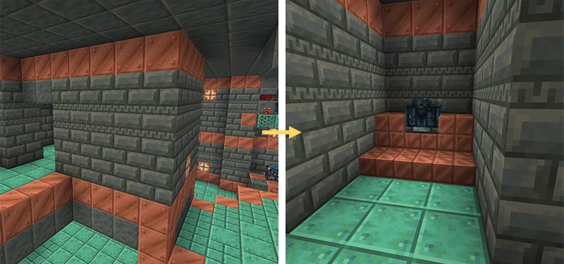 噴出の間の宝物庫の例。周りが壁に囲われている。