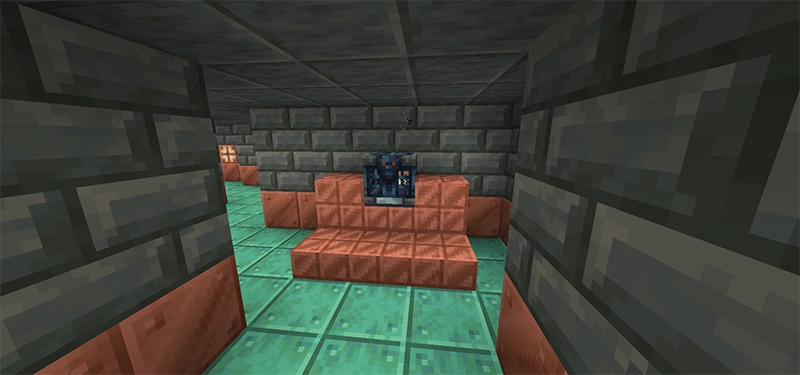 傾斜路の間に生成された宝物庫の例。1階の通路に生成されている。