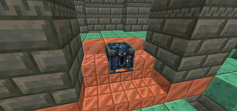 傾斜路の間に生成された宝物庫の例。2階の四隅に生成されている。